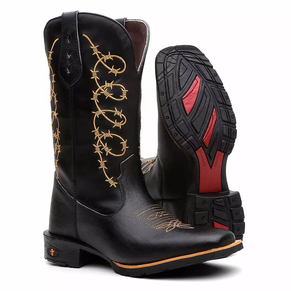 Bota Texana Masculina "Arame Dourado" - Esporatto