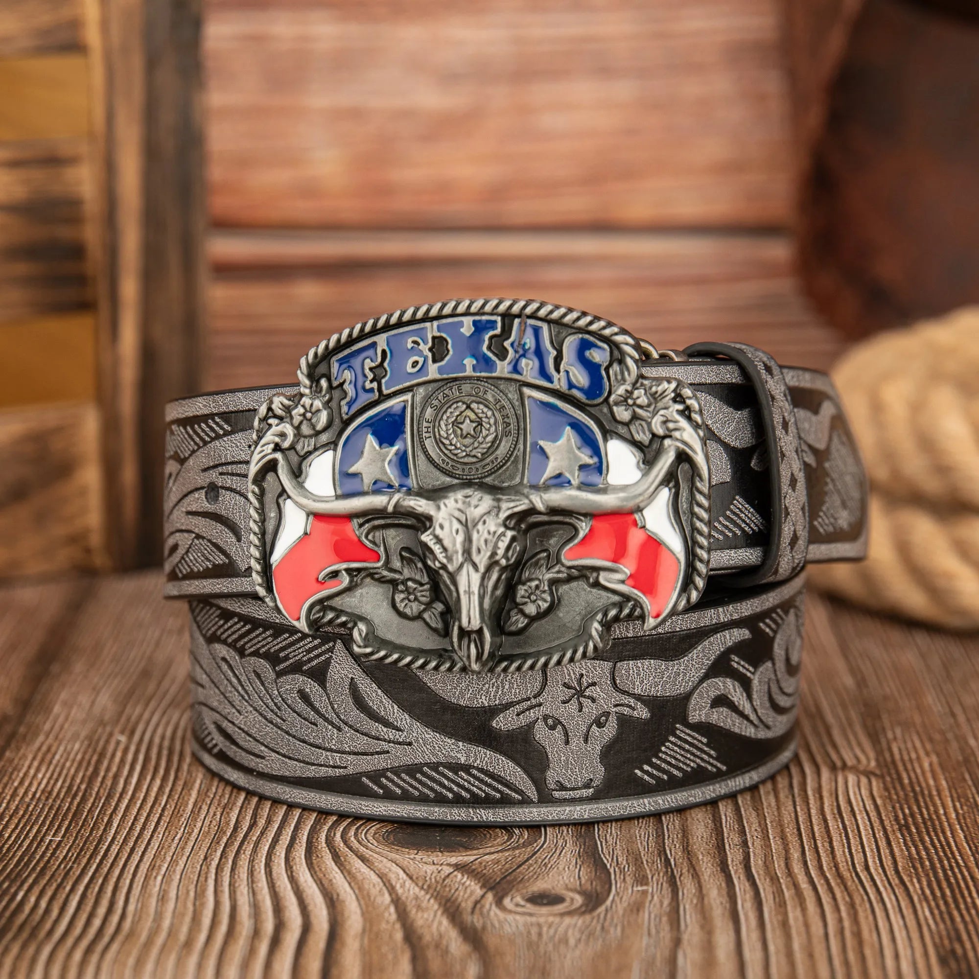 Cinto Touro Texano em Couro Premium